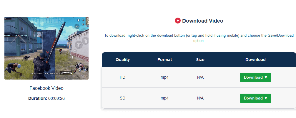 choose your download quality either HD or SD and click "download"